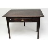 A 19th century mahogany folding table, a drawer with a brass handle beneath,
