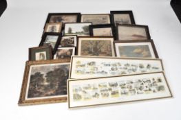 A group of late 19th and 20th century pictures including prints and watercolours, some signed,