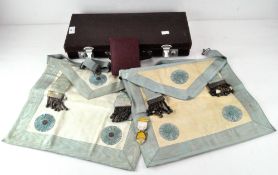 Various items of Masonic memorabilia, including an order of masons, together with two 1940's aprons,