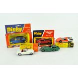 Five Dinky cars, including a no. 202 Fiat Arbarth 2000, no. 113 M.G.B. Sports Car.