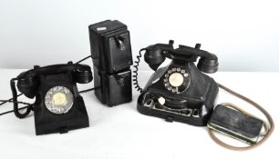 Two vintage telephones and ringers,