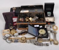 A large selection of costume jewellery;a collection of wristwatches and brooches,