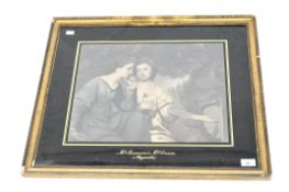 A 20th century print 'Mrs Bouverie & Mrs Crewe' after Reynolds, in a Verre églomisé frame,