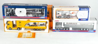 Four Corgi 1:50 scale model vehicles including a DAF XF Space Cab Exhibition Unit, CC13237,