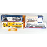 Four Corgi 1:50 scale model vehicles including a DAF XF Space Cab Exhibition Unit, CC13237,