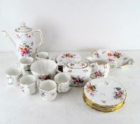 A Royal Crown Derby 'Derby Posies' pattern part coffee service, comprising: a coffee pot and cover,