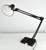 A vintage anglepoise style desk lamp, black painted frame with enamel shade,