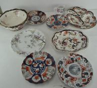 A collection of assorted ceramics, including: Imari pattern fluted plates, Mason's Ironstone wares,