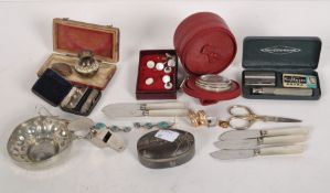 A parcel of collectables including sleeve links, bowl,