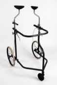 A WWII Paragon black and chrome adjustable disability walker,