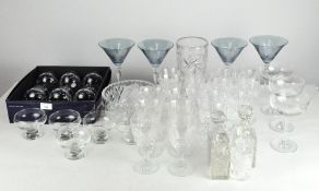 A quantity of crystal cut glass and glassware, including salad bowl, vase, sundae dishes,