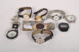 A ladies Burberry wrist watch with black leather strap, together with other watches by Sekonda,