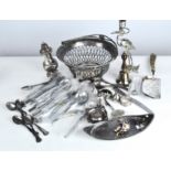 A collection of Victorian and later silver plate, including a handled bowl, flatware,