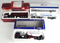 Three Corgi 1:50 scale model vehicles, including a Cawley Ross MAN TGA tipper CC13432,