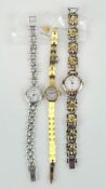 Three ladies bracelet watches including a silver cased 'Jean Pierre' watch,