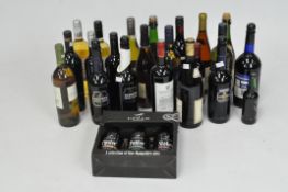 A selection of red and white wine, cider and other alcohol,