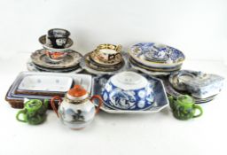 A collection of 20th century ceramics, including a Royal Crown Derby cup and saucer,