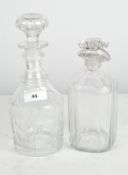 Two moulded glass decanters, both with stoppers