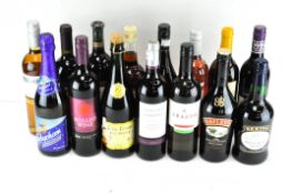 A large selection of wines, bottled cider, sherry, and more