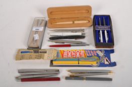 A selection of pens including Parker,