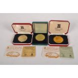 Three commemorative Isle of Man coins,