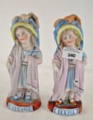 A pair of 19th century Continental porcelain figures in the form of a young girl