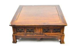 A modern large square Oriental style coffee table