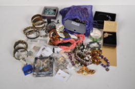 A large quantity of costume jewellery, including necklaces, bracelets, bangles, earrings and more,