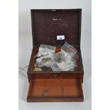 A collection of assorted coins in a Victorian brass inlaid box, including German, Belgian, Italian,