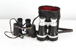 A pair of Spindler and Hoyer WWII period binoculars; and another pair of binoculars