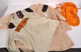 A 'Ride-Away' jockey uniform in beige, orange and brown,