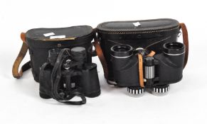 Two vintage pairs of binoculars in fitted cases