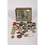 A collection of world coins,