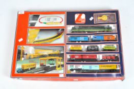 A boxed Lima train set including bridge container unloader,