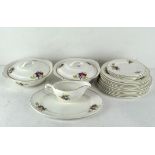 A Portland Pottery part dinner service, 6/1956, decorated with floral printed decoration of flowers,