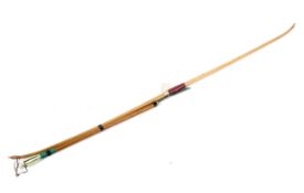 A longbow, of laminated ash, draw weight 35 LBS at 28 inches, together with 6 arrows,