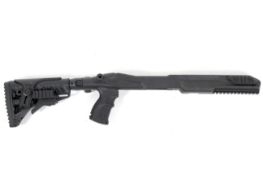 An Israeli military style folding adjustable stock conversion for a Ruger 10-22 rifle