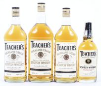 Teachers Highland Cream Scotch Whisky, four bottles, various sizes, 40% Vol.
