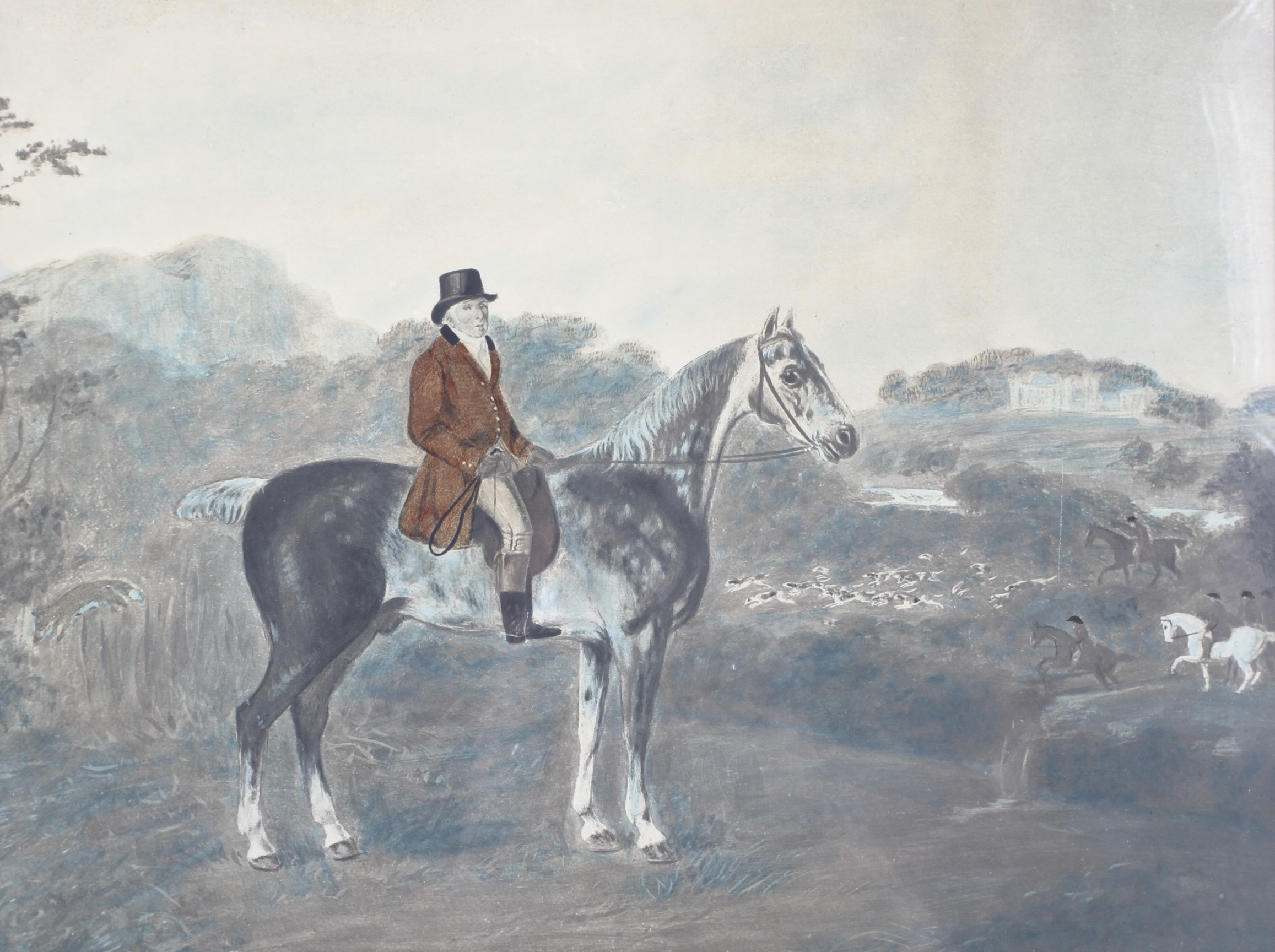 A 20th century coloured print of a man seated on a horse, - Image 2 of 2