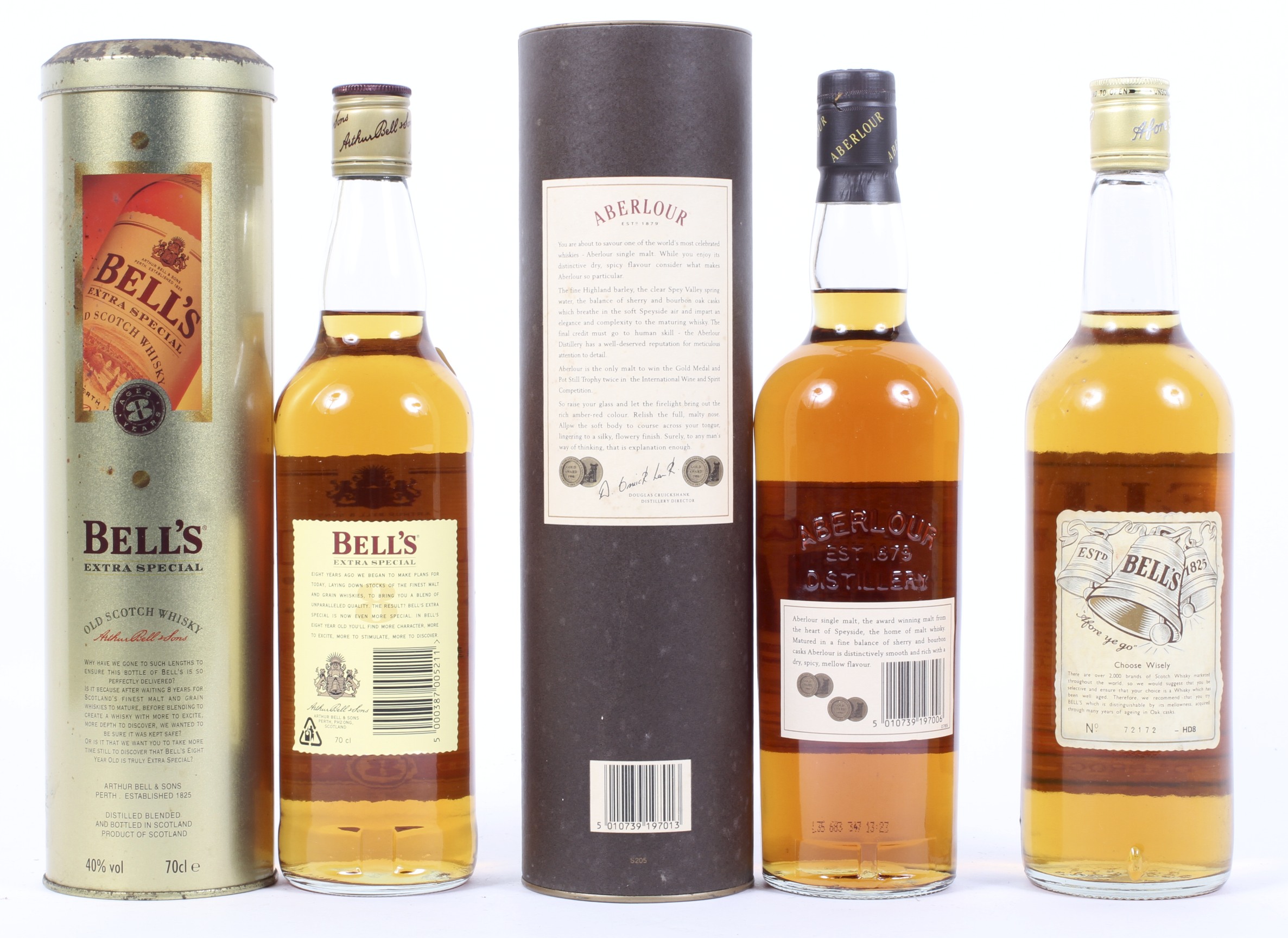 Whisky: Aberlour 10 years old, in cardboard tube; Bells Extra Special, aged 8 years, and another - Image 2 of 2