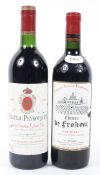Wine: Ch de Fronsar, Fronsac, 1986, one bottle; and Ch Peyrouquet, St Emilion, 1990, one bottle,