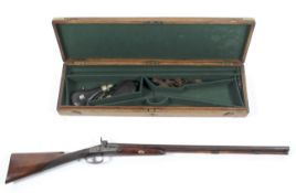 A double barrel 12 gauge percussion shot gun, circa 1860,