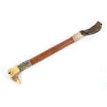 Weston Harrier's Whipper with whistle, early 1900's, with white metal collar cast with a whippet,