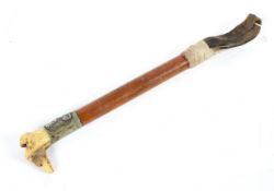 Weston Harrier's Whipper with whistle, early 1900's, with white metal collar cast with a whippet,