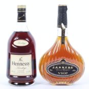 A bottle of Hennessy Privilege VSOP Cognac, 40% vol, 1 Litre; with a Janneau VSOP Grand Armagnac