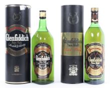 Two bottles of Glenfiddich pure malt, one being 1.