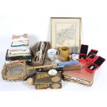 A parcel of sporting ephemera, including rackets, skates, a box of Slazenger balls,