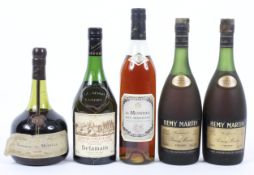 Five bottles of alcohol, to include: Delamain Cognac Pale and Dry, 700ml., 40% Vol.