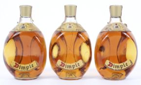Whisky: Dimple, three bottles, 1960's, 70 degrees, 26 2/3 fl oz,