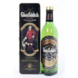 Whisky; Glenfiddich Pure Malt whisky in a Clan Sutherland tin, 70cl, 40% Vol.